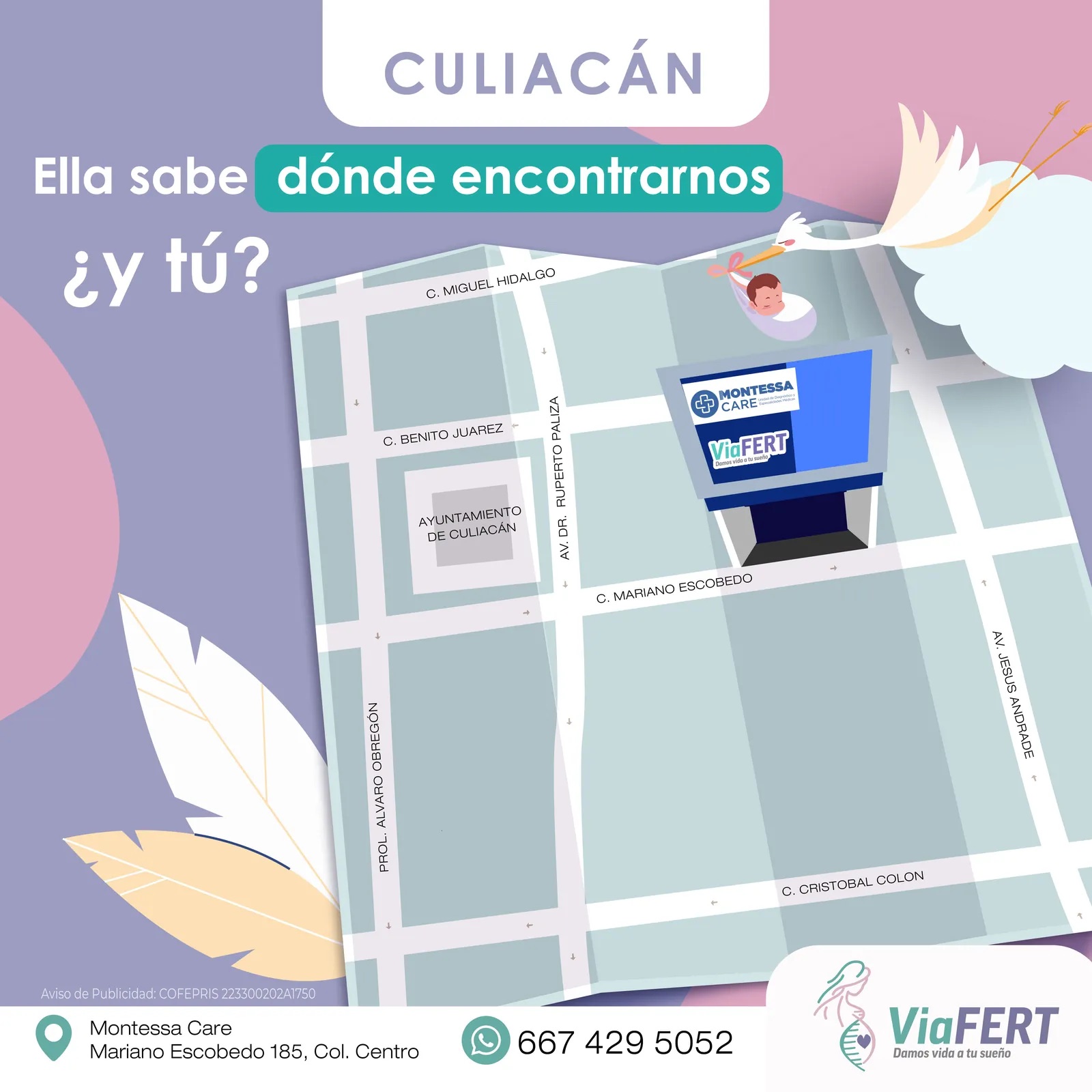 Mapa para llegar a ViaFERT Culiacán en Montessa Care