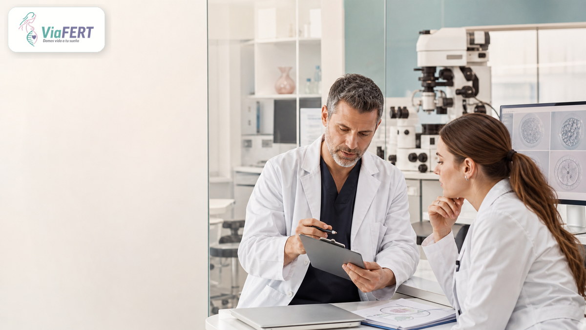 Specialists review embryo development and PGT planning